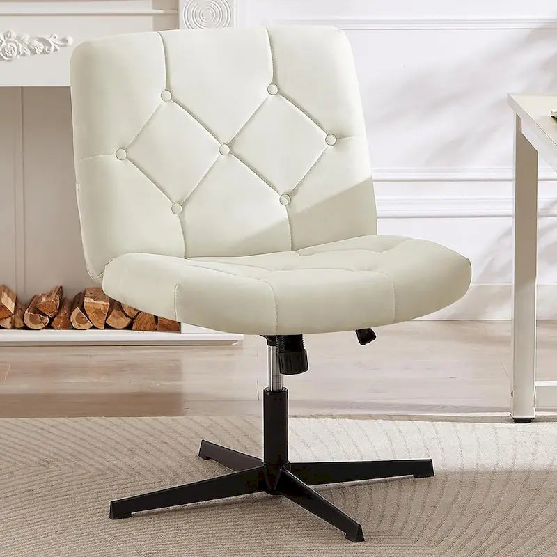 Armless Swivel Office Chair with Padded Seat & Adjustable Height