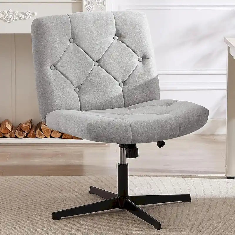 Armless Swivel Office Chair with Padded Seat & Adjustable Height