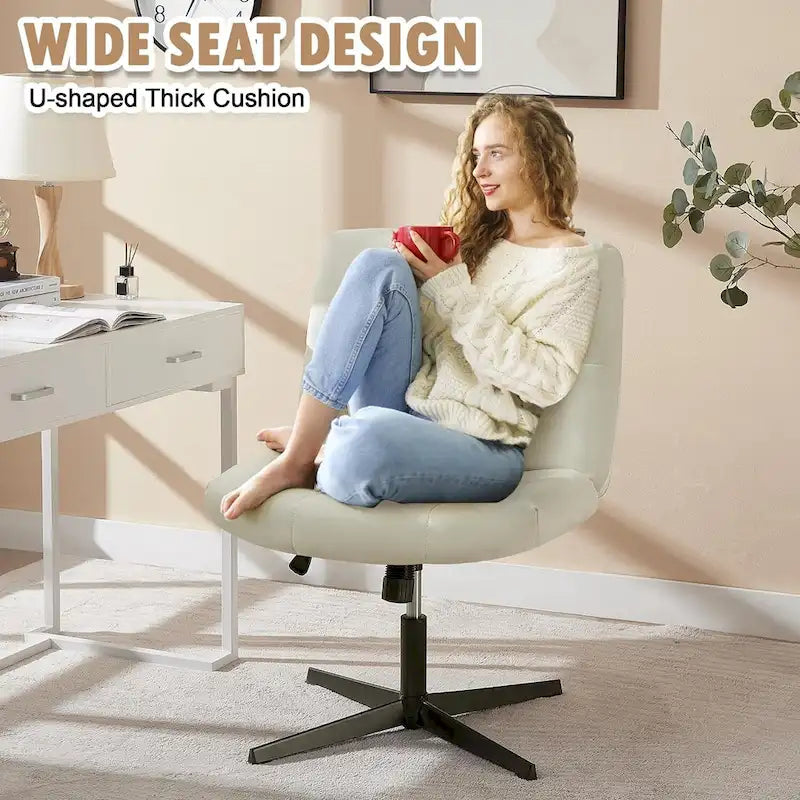 Armless Swivel Office Chair with Padded Seat & Adjustable Height