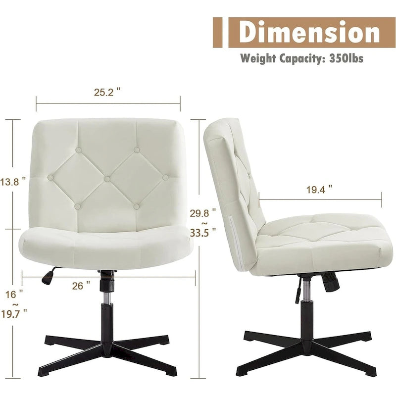 Armless Swivel Office Chair with Padded Seat & Adjustable Height