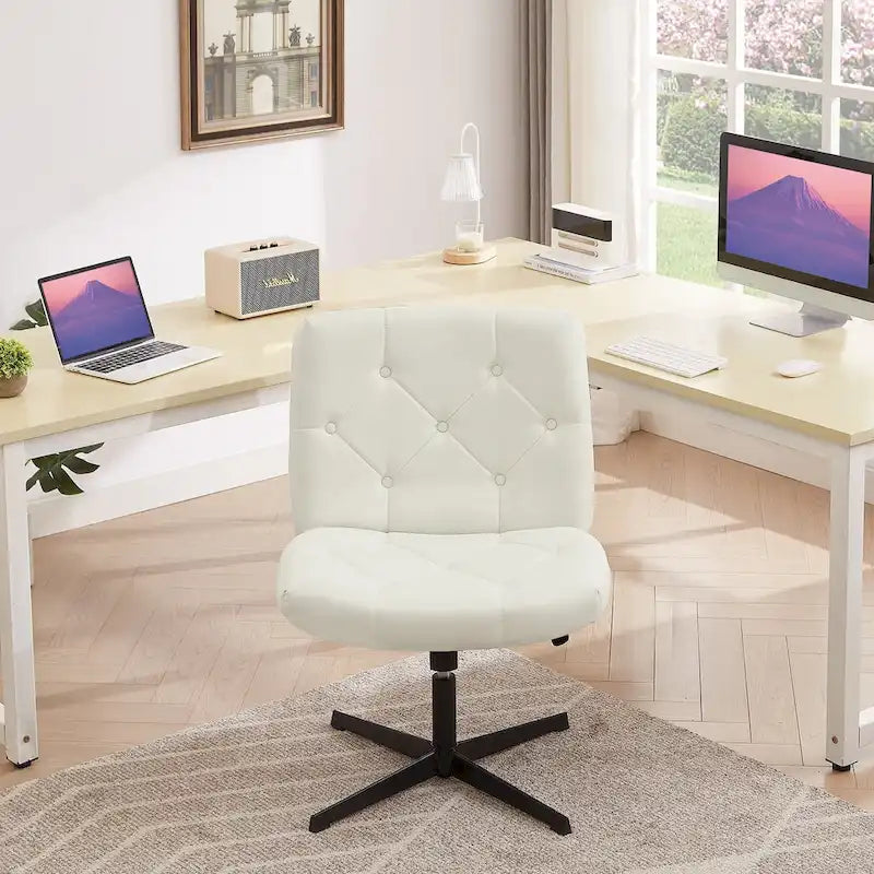 Armless Swivel Office Chair with Padded Seat & Adjustable Height
