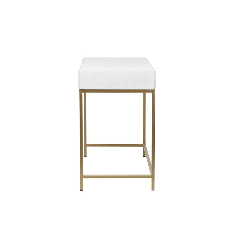 Console Table with Double Drawers & Gold Metal Frame