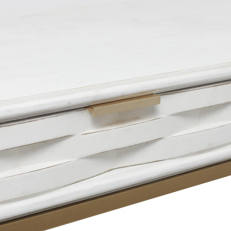 Console Table with Double Drawers & Gold Metal Frame
