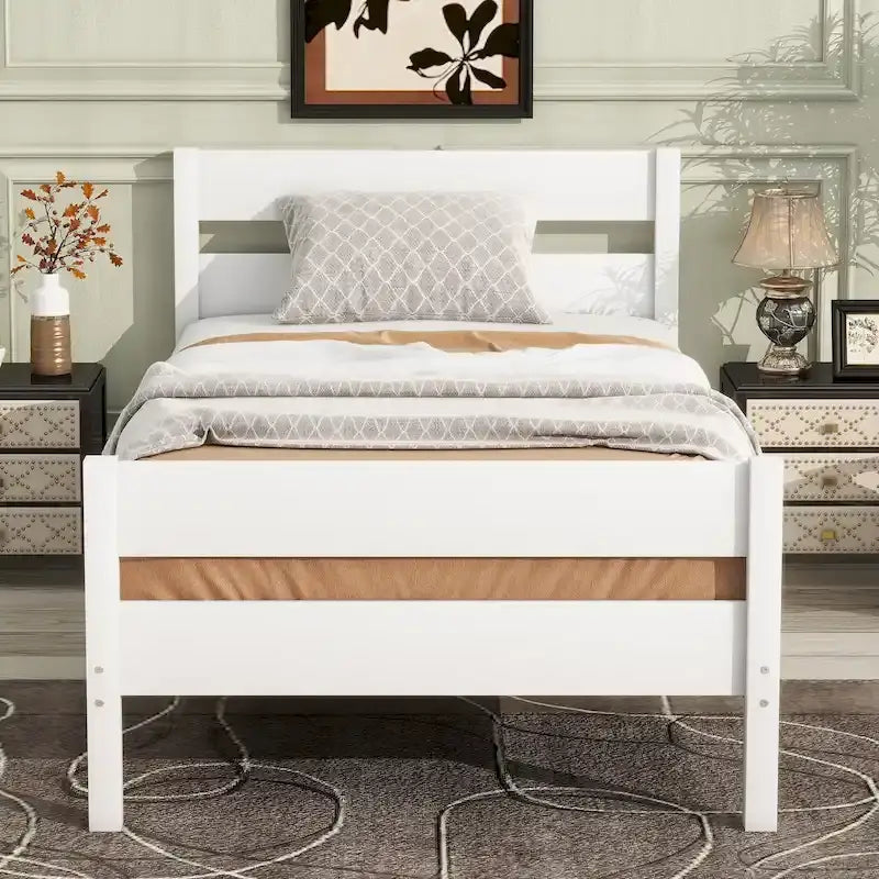 Rustic Solid Wood Twin Bed with Headboard, Footboard & Under-Bed Storage