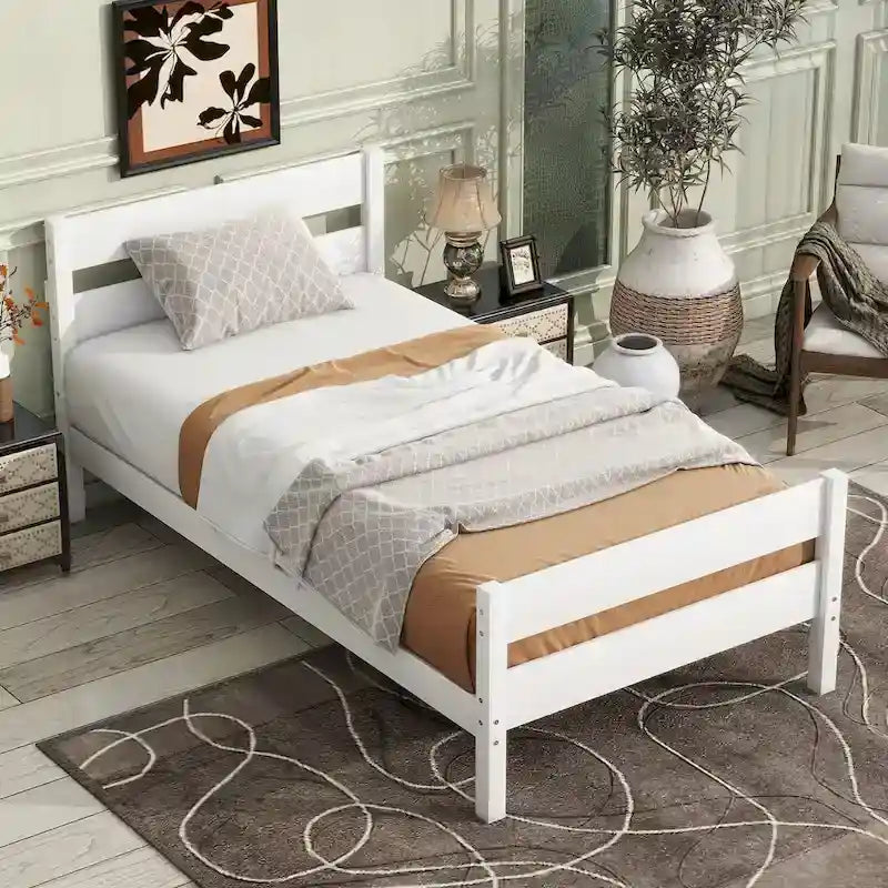 Rustic Solid Wood Twin Bed with Headboard, Footboard & Under-Bed Storage