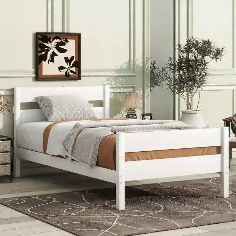 Rustic Solid Wood Twin Bed with Headboard, Footboard & Under-Bed Storage