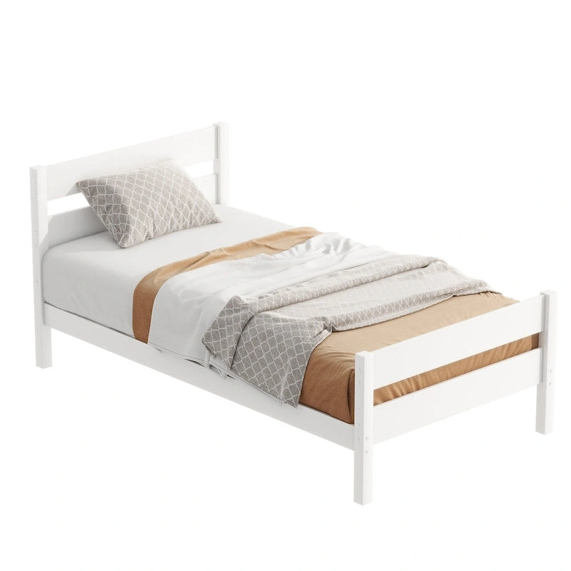 Rustic Solid Wood Twin Bed with Headboard, Footboard & Under-Bed Storage
