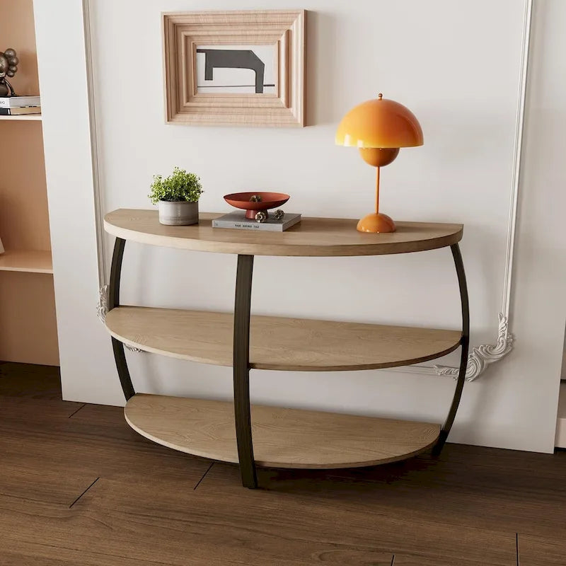 2-Tier Oval Coffee Table with Storage Shelf