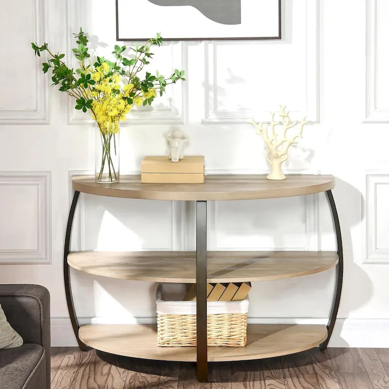 2-Tier Oval Coffee Table with Storage Shelf