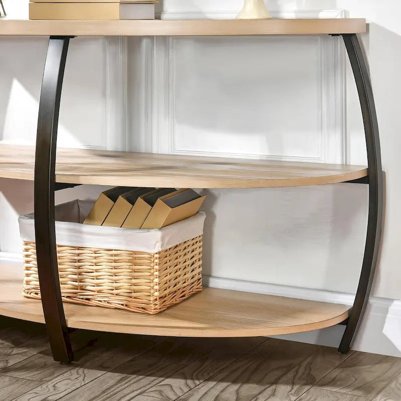 2-Tier Oval Coffee Table with Storage Shelf