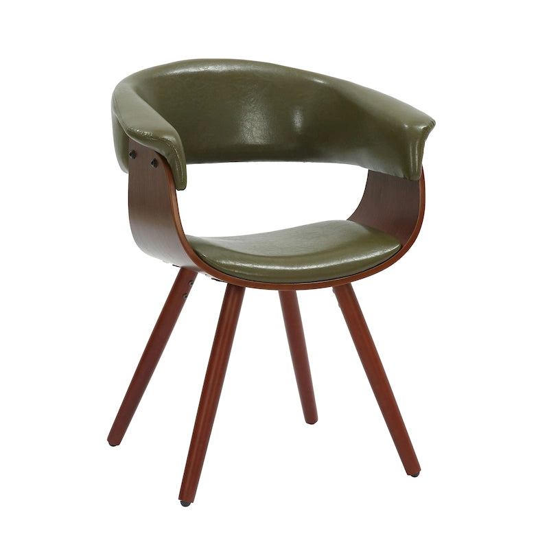 Mid-Century Faux Leather Dining Chair with Tapered Wood Legs