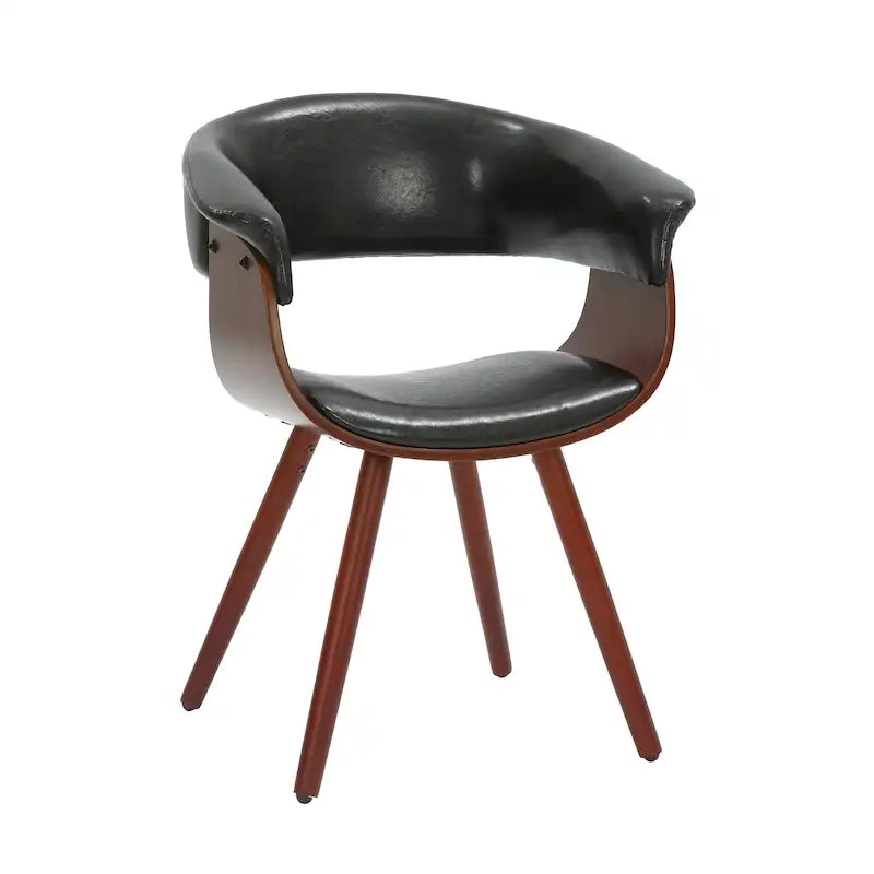 Mid-Century Faux Leather Dining Chair with Tapered Wood Legs