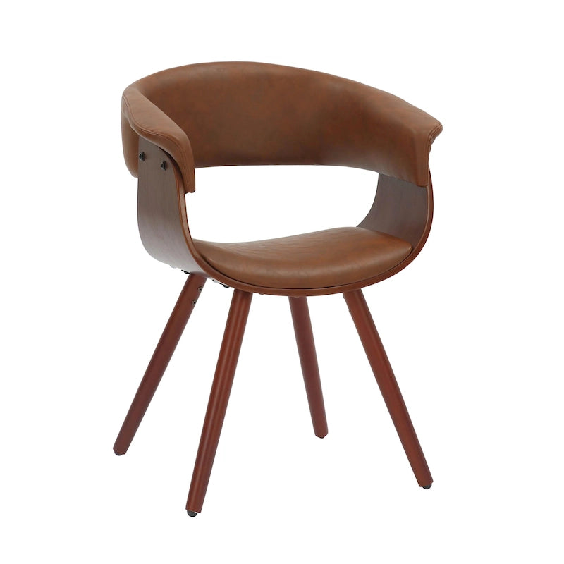 Mid-Century Faux Leather Dining Chair with Tapered Wood Legs