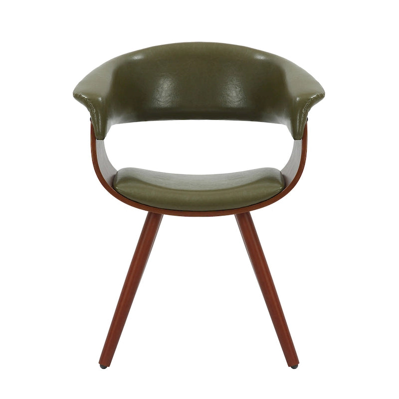 Mid-Century Faux Leather Dining Chair with Tapered Wood Legs