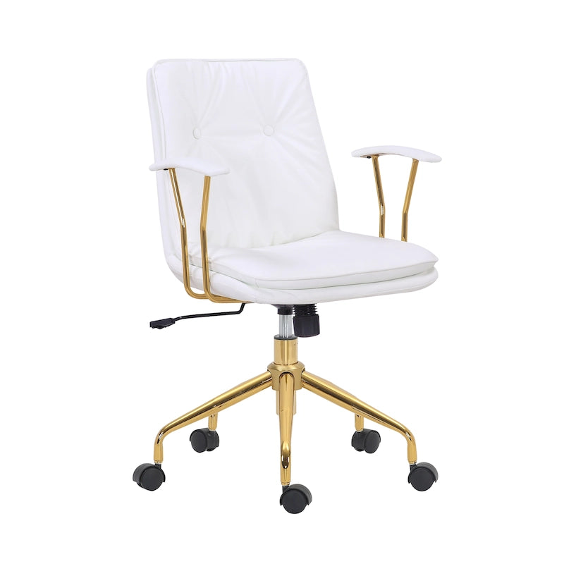 PU Leather Swivel Office Chair with Gold Chrome Legs & Adjustable Height