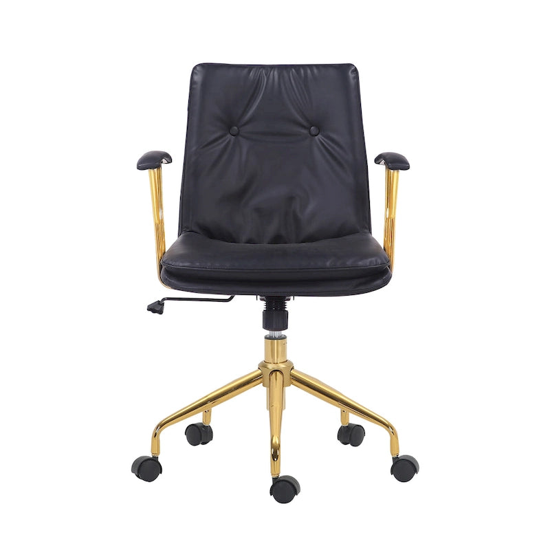 PU Leather Swivel Office Chair with Gold Chrome Legs & Adjustable Height