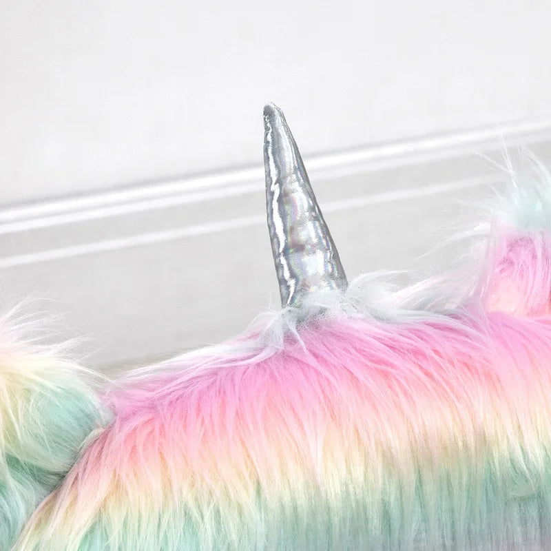 Fluffy Unicorn Swivel Chair with Adjustable Height & Armrests