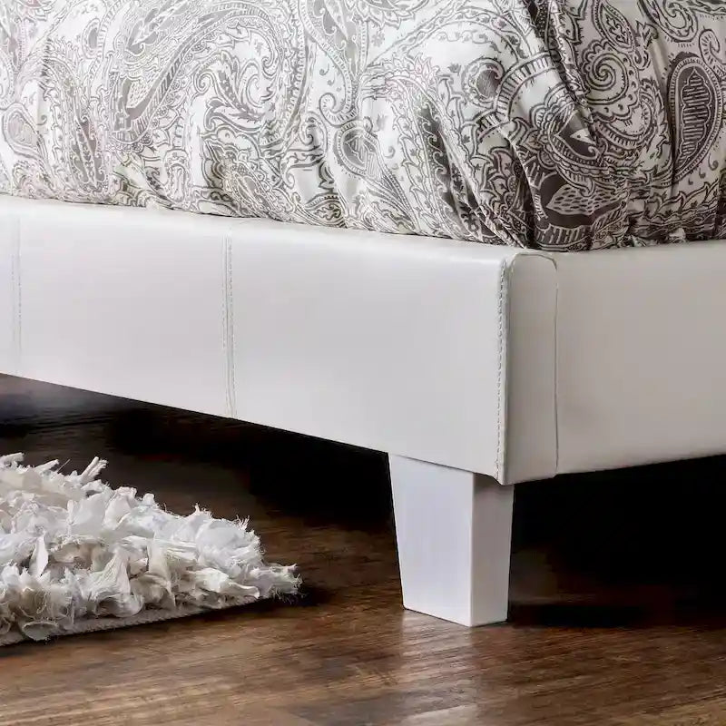 King Size Upholstered Platform Bed with Cushioned Headboard