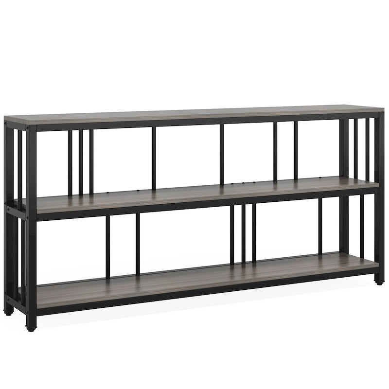 3-Tier Narrow Console Table with Metal Frame & Storage Shelves