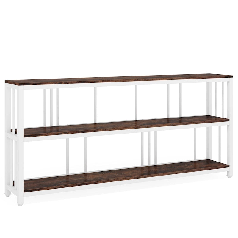 3-Tier Narrow Console Table with Metal Frame & Storage Shelves