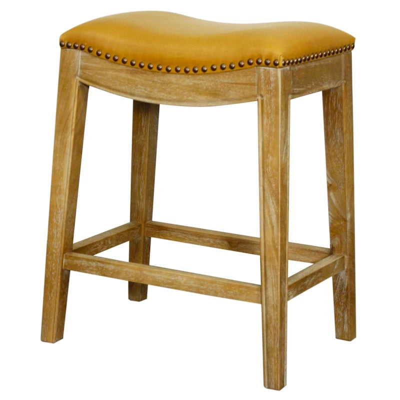 Bonded Leather Counter Stool with Solid Wood Frame