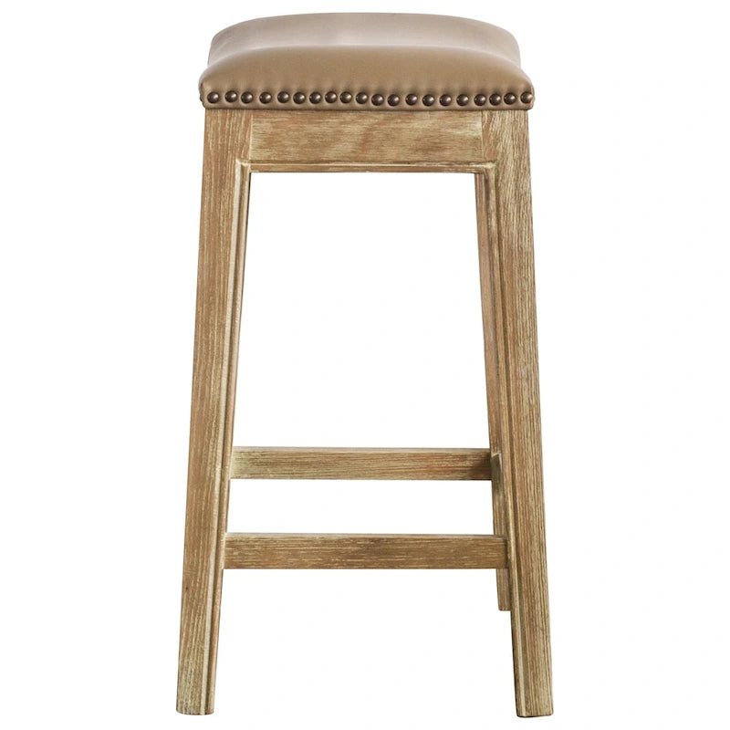 Bonded Leather Counter Stool with Solid Wood Frame
