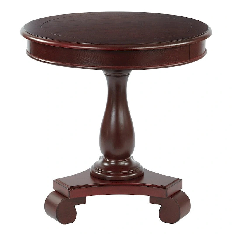 Hand-Painted Round Accent Table with Pedestal Base