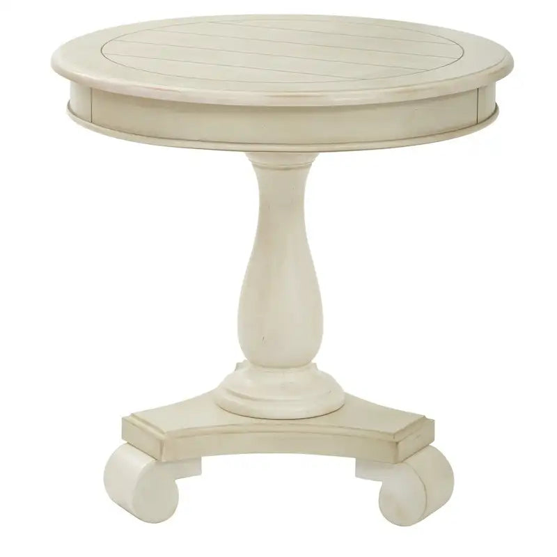 Hand-Painted Round Accent Table with Pedestal Base