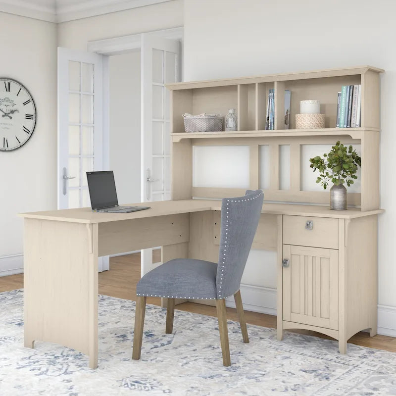 L-Shaped Corner Desk with Hutch & Storage