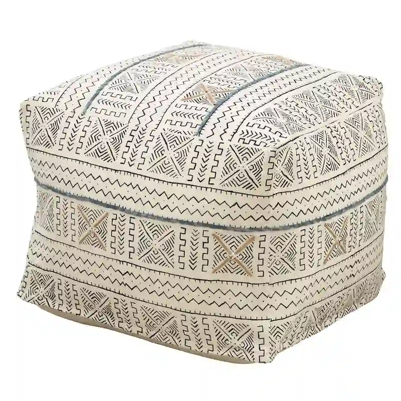 Bohemian Abstract Cotton Floor Pouf Ottoman