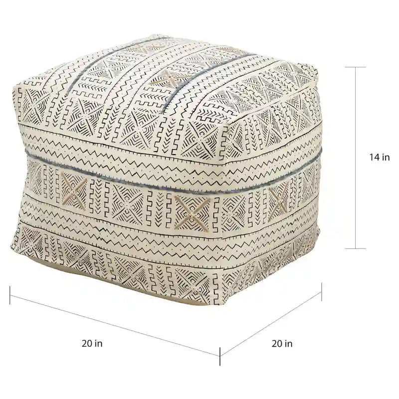 Bohemian Abstract Cotton Floor Pouf Ottoman