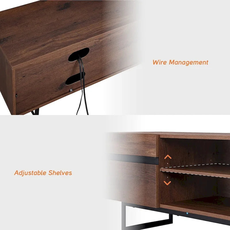 Industrial TV Stand with Chevron Doors