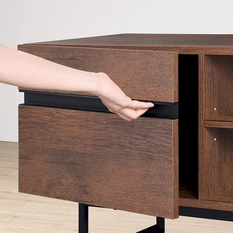 Industrial TV Stand with Chevron Doors
