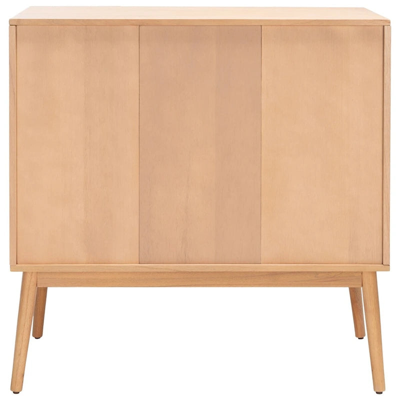 Mid-Century 3-Drawer Chest with Rattan Accent & Splayed Legs