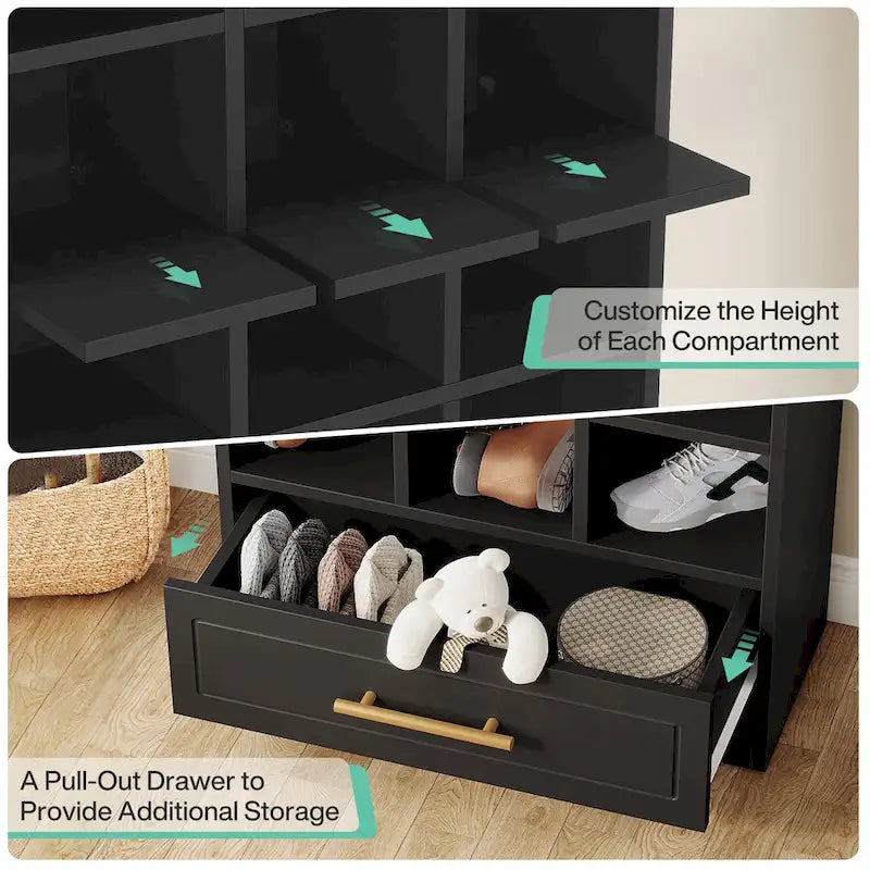 24-Cube Tall Shoe Cabinet with Bottom Drawer