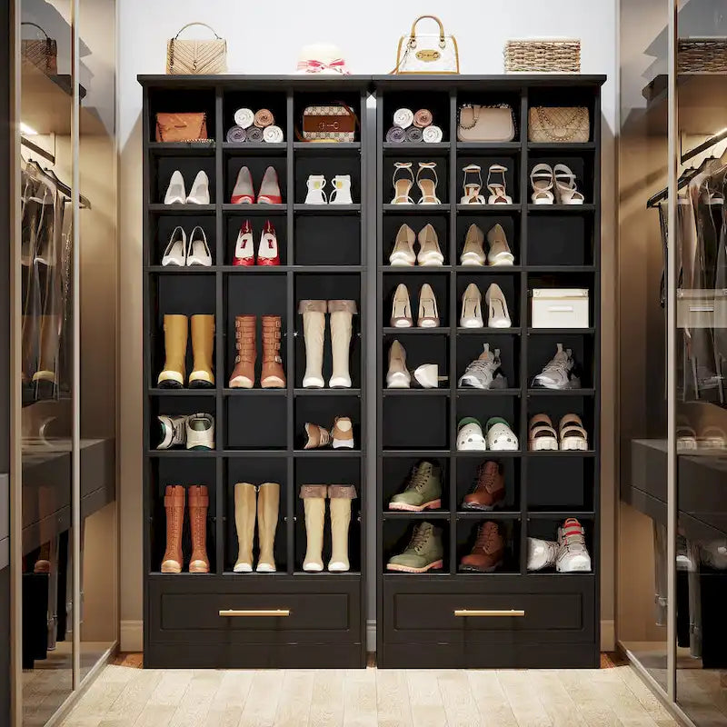 24-Cube Tall Shoe Cabinet with Bottom Drawer
