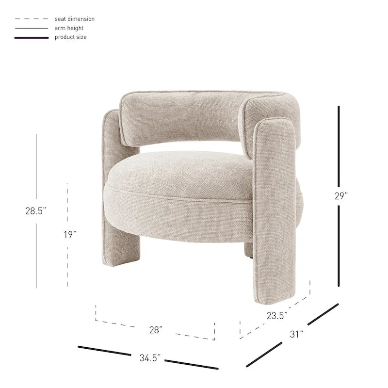 Postmodern Accent Chair with Circular Arms & Low Seat