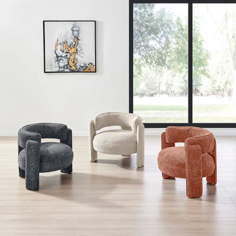 Postmodern Accent Chair with Circular Arms & Low Seat