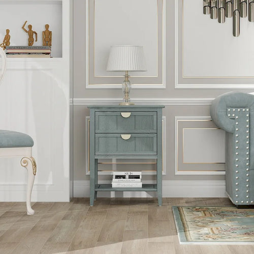 2 Drawer Side table,American style, End table,Suitable for bedroom, living room, study