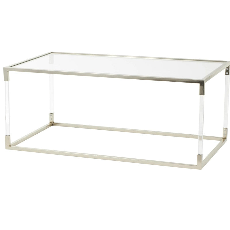Modern Glass Top Coffee Table with Acrylic Legs