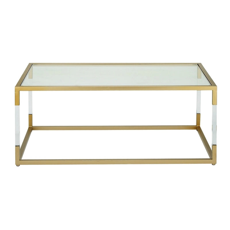 Modern Glass Top Coffee Table with Acrylic Legs