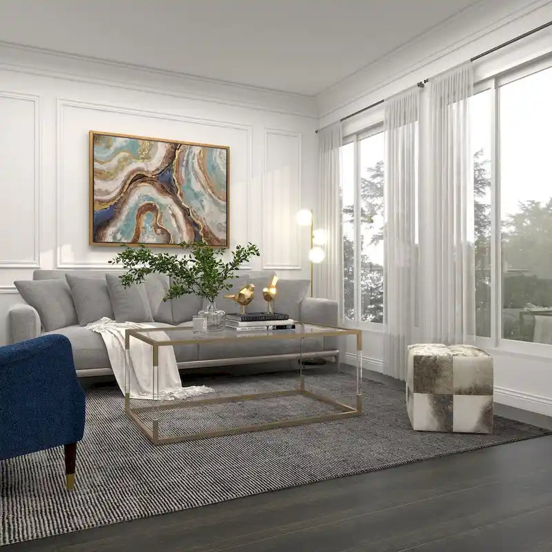 Modern Glass Top Coffee Table with Acrylic Legs