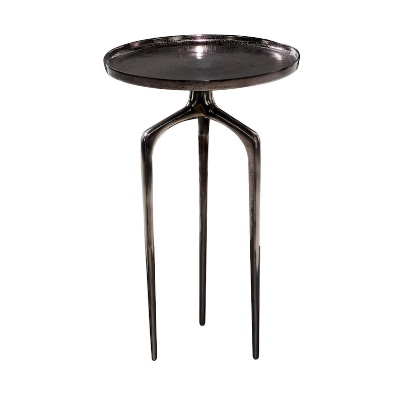 Round Aluminum Accent Table with Tray Top & Tripod Legs