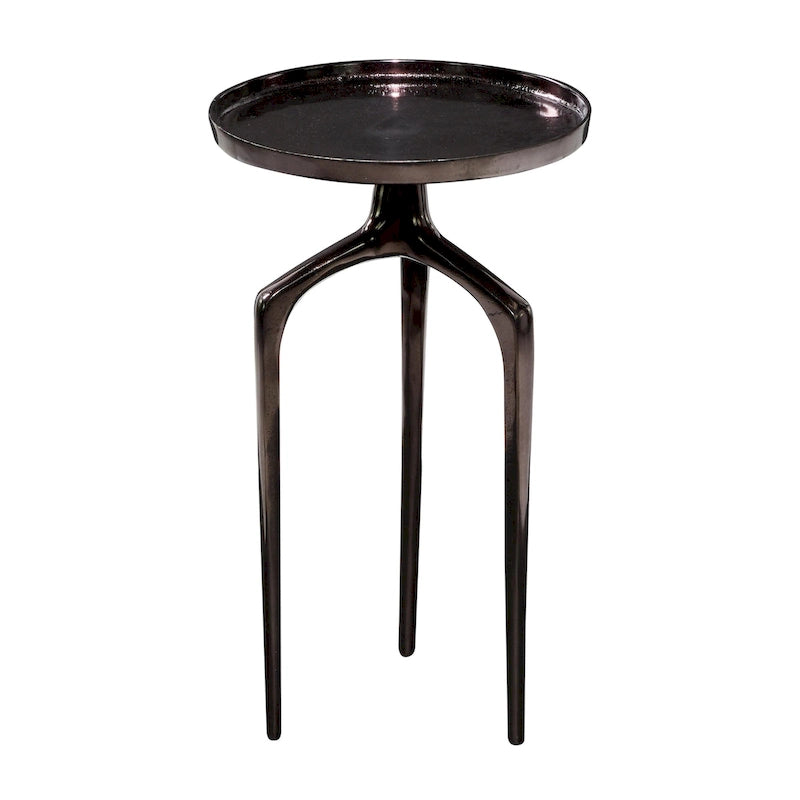 Round Aluminum Accent Table with Tray Top & Tripod Legs