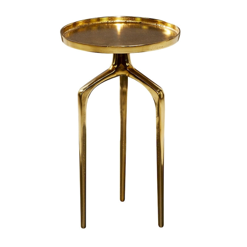 Round Aluminum Accent Table with Tray Top & Tripod Legs