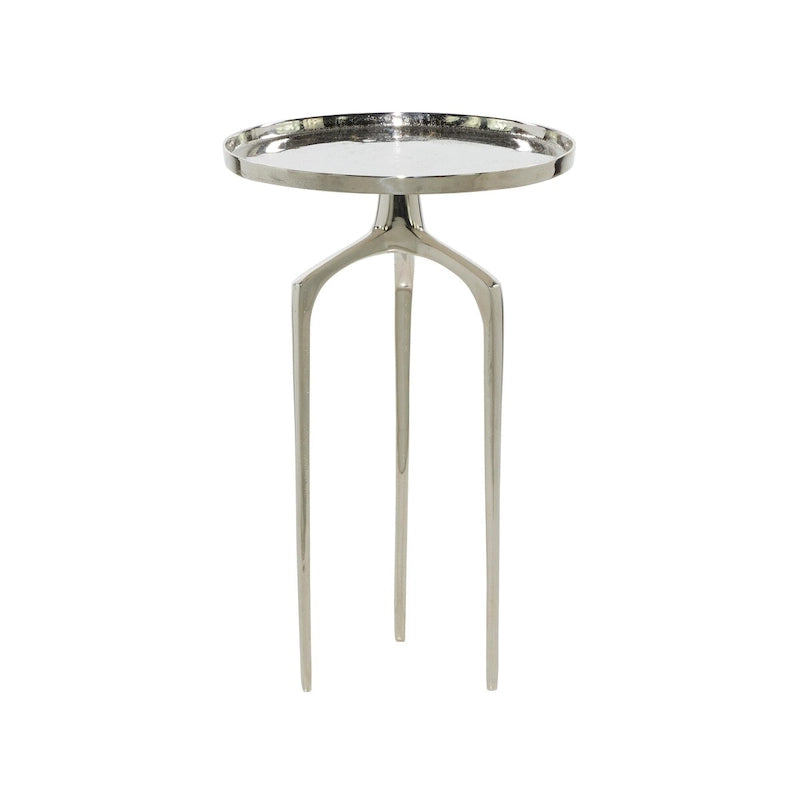 Round Aluminum Accent Table with Tray Top & Tripod Legs