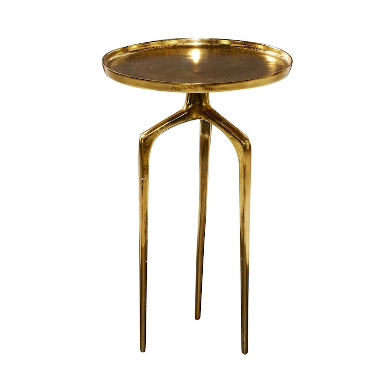 Round Aluminum Accent Table with Tray Top & Tripod Legs