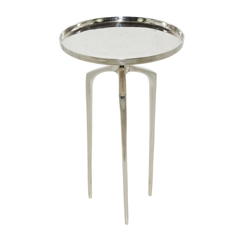 Round Aluminum Accent Table with Tray Top & Tripod Legs