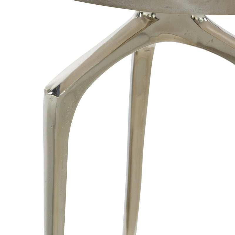 Round Aluminum Accent Table with Tray Top & Tripod Legs