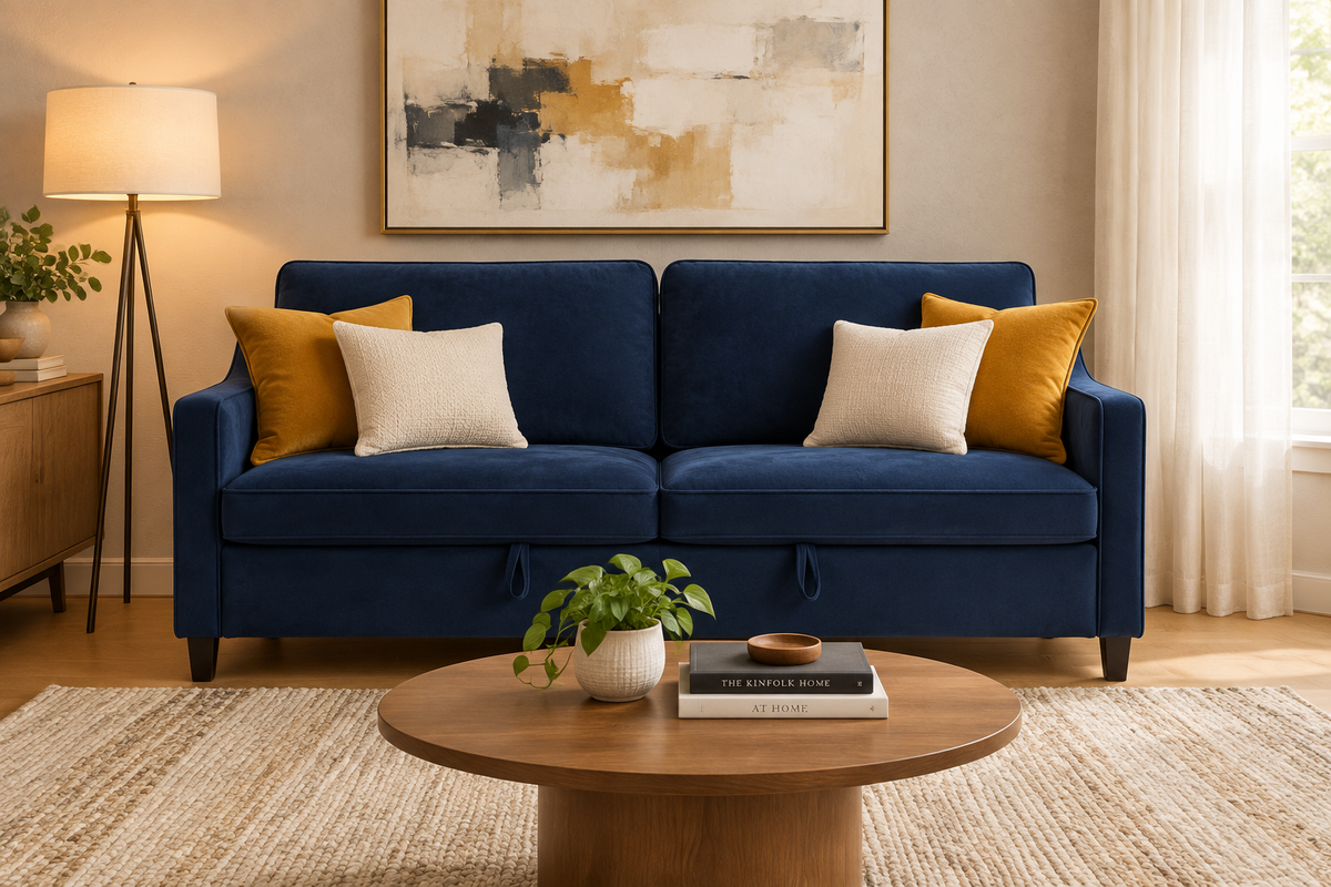 Navy Blue Sleeper Sofa Living Room